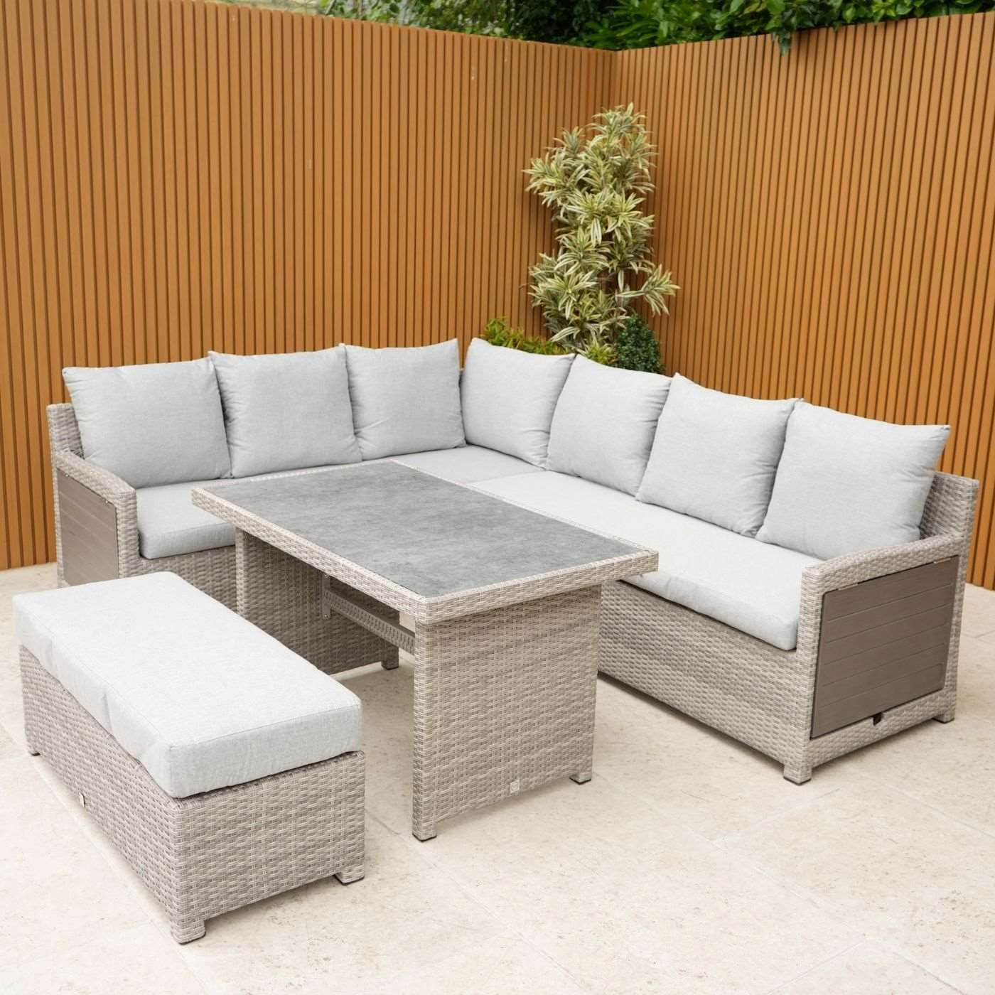 Sandringham Rattan L Shaped Corner Sofa Bench Set