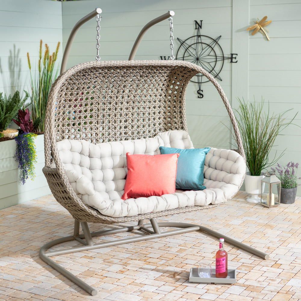Heritage Double Hanging Chair With Cushion Beech Dove