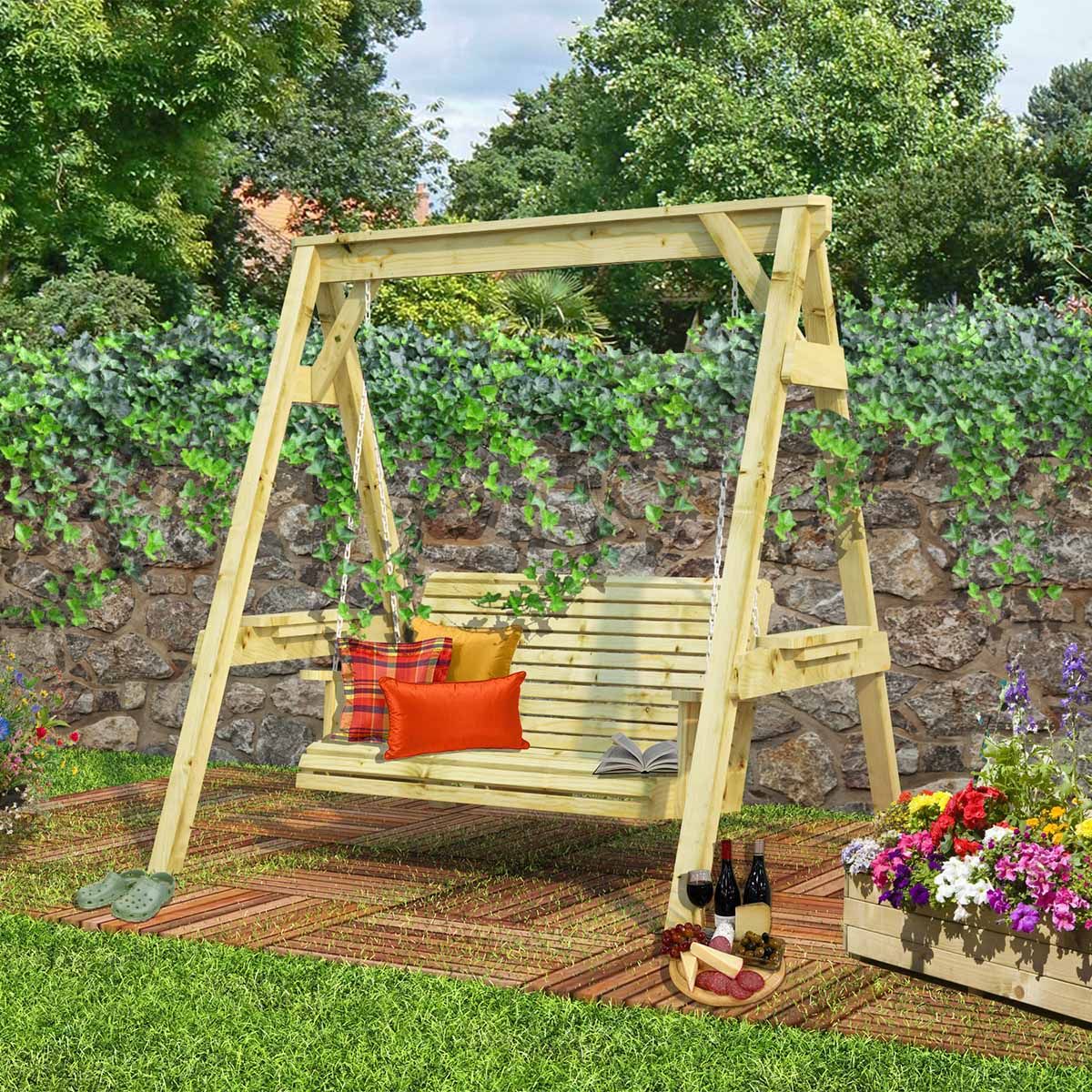 The Cobh Heavy Duty Wooden Garden Swing Seat