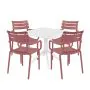 4 Seater Sky 80x80 Table In White With Paris Chairs in Marsala