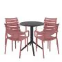 4 Seater Sky Round Folding Table in Black with Paris Chairs in Marsala