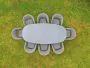 Top Down of the Galaxy 8 Seat Oval Set with Elements Chairs  - Dark Grey