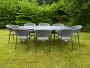 Side View of the Galaxy 8 Seat Oval Set with Elements Chairs  - Dark Grey