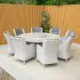 Roma Light Grey 8 Seater Round Rattan Dining Set with Lazy Susan