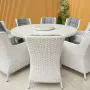 Roma Light Grey 8 Seater Round Rattan Dining Set with Lazy Susan