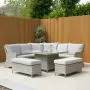 2 Benches with Corner Set and Fire Pit Garden Table