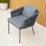 Lambay Table Fire Pit in Black with 4 Aranweave Rope Chairs in Grey