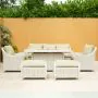 Connemara Rattan Lounge Set With Rectangular Fire Pit Table