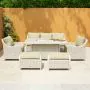 Connemara Rattan Lounge Set With Rectangular Fire Pit Table