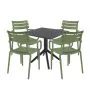 4 Seater Sky 80x80 Table In Black With Paris Chairs in Green Whiteout