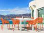 6 Orange Air XL Chairs and White Vegas Medium Set