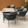 Lambay Table Fire Pit in Black with 4 Aranweave Rope Chairs in Grey