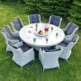 Roma Light Grey 8 Seater Round Dining Set