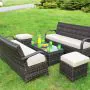 Cairo 3 Seat Sofa Set with Coffee Table 2 Sofas + 2 Footstools