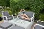 Treviso Coffee Firepit Set With 2 Seater Bench And 2 Chairs And 2 Footstools