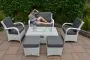 Treviso Coffee Firepit Set With 2 Seater Bench And 2 Chairs And 2 Footstools