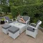 Treviso Coffee Firepit Set With 2 Seater Bench And 2 Chairs And 2 Footstools