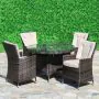 LA 4 Seaters Brown Rattan Round Dining Set