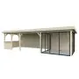 Lenna 24.9m I Flat Roof Gazebo with 3 Full Walls, 3 Sliding Doors and Corner Half Wall (9m x 3m)