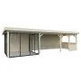 Lenna 24.9m I Flat Roof Gazebo with 3 Full Walls, 3 Sliding Doors and Corner Half Wall (9m x 3m)