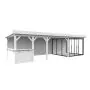 Lenna 24.9m I Flat Roof Gazebo with 3 Full Walls, 3 Sliding Doors and Corner Half Wall (9m x 3m)