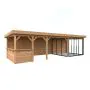 Lenna 24.9m I Flat Roof Gazebo with 3 Full Walls, 3 Sliding Doors and Corner Half Wall (9m x 3m)