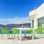 Vegas White 4 Seater Table with Air XL Green Chairs Set
