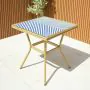 Rennes Parisian 70cm Square Garden Bistro Table - Blue and White