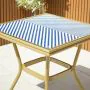 Rennes Parisian 70cm Square Garden Bistro Table - Blue and White