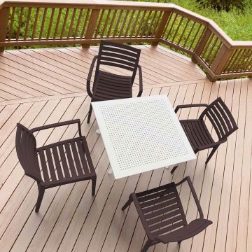 4 Brown Artemis and White Sky 80 Square Table Set