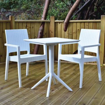 Sky 2 Seater Folding Table With Ibiza Chairs in White