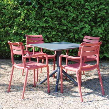 4 Seater Sky 60 x 60 Folding Table in Grey with Paris Chairs in Marsala