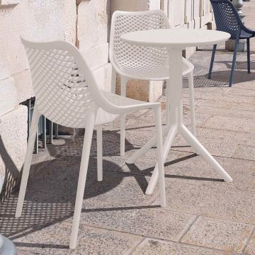 Sky 2 Seater Set Folding Round Table With Air Chairs - White 