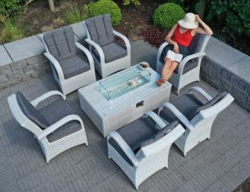 Treviso Coffee Firepit Set With 6 Chairs