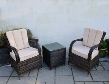 Cairo Side Table Rattan Bistro Set with Seat and Back Quick - Dry Cushions