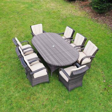 Cairo 8 Seat Set Oval Table With Cairo Chairs with Back Cushions
