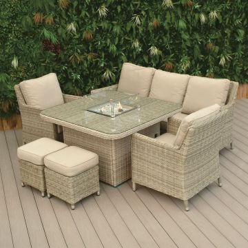 Hamilton 3 Seat Sofa Set with Square Firepit Table