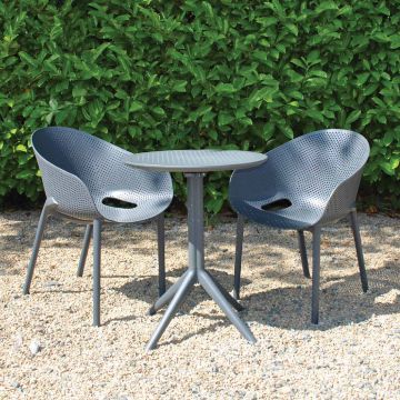 Sky Round 2 Seater Set Table in Grey with Sky Pro Chairs in Grey