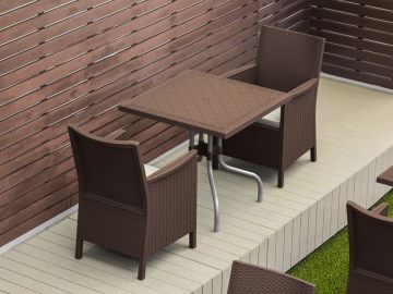 2 California Chairs and Forza Table Set in Brown with Cream Cushions 