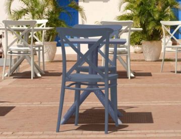 2 Cross Chairs and Sky 60 Folding Table Set in Grey