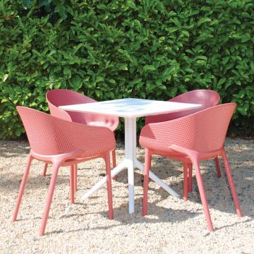 4 Seater Sky 80x80 Table In White With Sky Pro Chairs in Marsala