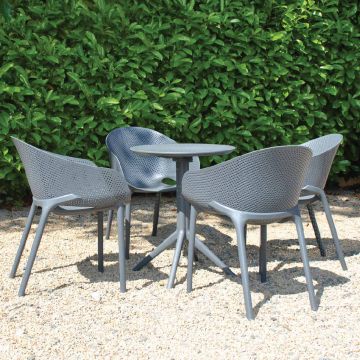 Sky Round 4 Seater Set Table in Grey with Sky Pro Chairs in Grey