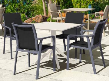 4 Grey Pacific Chairs and White Sky 80 Table Set