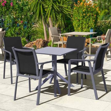 4 Pacific Grey Chairs and Sky 60 Grey Folding Table Set