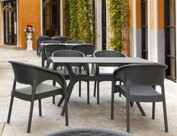 4 Panama Chairs and Ibiza 140cm Table Set in Grey
