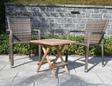 2 Seater Square Teak Coffee Table With Oliveira Chairs in Natural