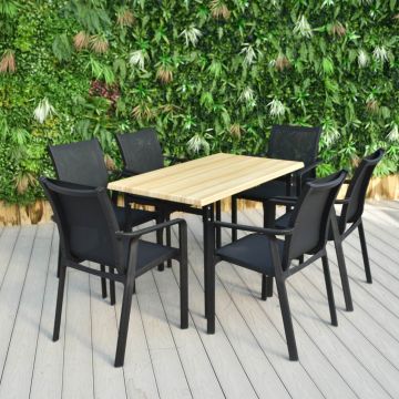 6 Seater Coco Bolo Table with Classic Legs & Black Pacific Chairs