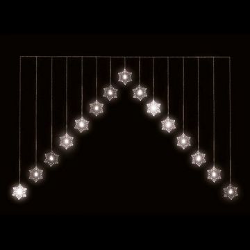 Snowflake 'V' Curtain Christmas Light with 15 Warm White LEDs