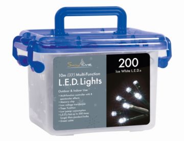 200 White LED Multi Function Christmas  Lights with Timer