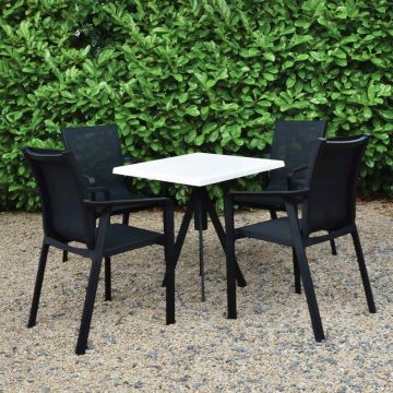 4 Seater Set Golden Marble 70x70cm Werzalit Table Fuoz Legs Chairs